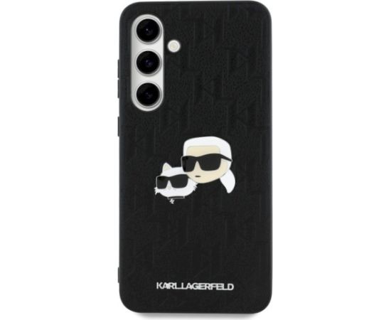 Karl Lagerfeld KLHCS24FEPGKLKCPK Hardcase Monogram Karl & Choupette Head Pin Aizsargapvalks priekš Samsung Galaxy S24 FE S721 / melns Neoriģinālie Maciņi