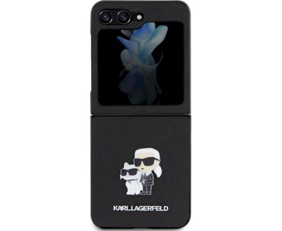 Karl Lagerfeld KLHCZF5SAKCNPK Saffiano Karl&Choupette Pin Aizsargapvalks priekš Samsung Galaxy Z Flip5 / melns Neoriģinālie Maciņi