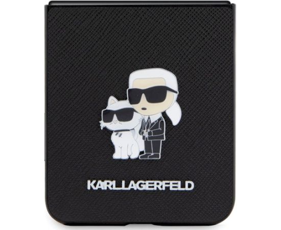 Karl Lagerfeld KLHCZF5SAKCNPK Saffiano Karl&Choupette Pin Aizsargapvalks priekš Samsung Galaxy Z Flip5 / melns Neoriģinālie Maciņi