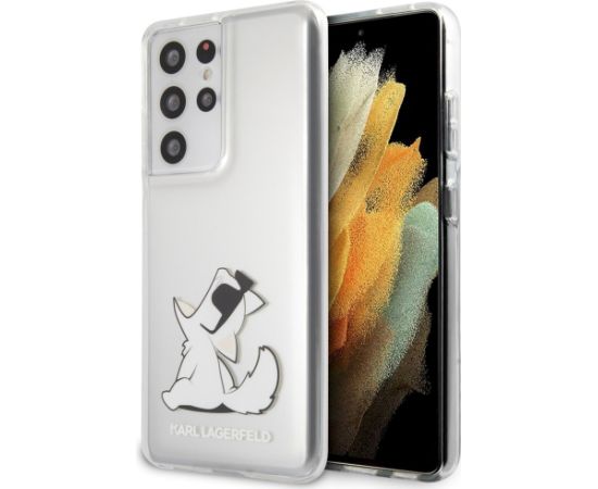 Karl Lagerfeld KLHCS21LCFNRC Hardcase Choupette Fun Aizsargapvalks priekš Samsung Galaxy S21 Ultra G998 / caurspīdīgs Neoriģinālie Maciņi