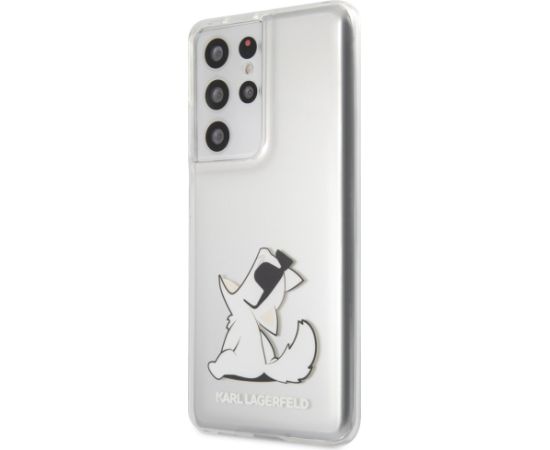 Karl Lagerfeld KLHCS21LCFNRC Hardcase Choupette Fun Aizsargapvalks priekš Samsung Galaxy S21 Ultra G998 / caurspīdīgs Neoriģinālie Maciņi