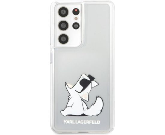 Karl Lagerfeld KLHCS21LCFNRC Hardcase Choupette Fun Aizsargapvalks priekš Samsung Galaxy S21 Ultra G998 / caurspīdīgs Neoriģinālie Maciņi