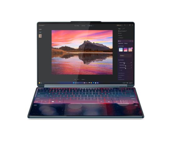 Lenovo Yoga Book 9 14IAH10 Intel Tidal Teal 2x14 " OLED Touchscreen 2.8K WQXGA+ 2880 x 1800 pixels Intel Core Ultra 7 255H 32 GB Soldered LPDDR5X Solid-state drive capacity 1000 GB Intel Arc 140T GPU Windows 11 Home 802.11be Bluetooth version 5.4 Keyboard Portatīvie datori