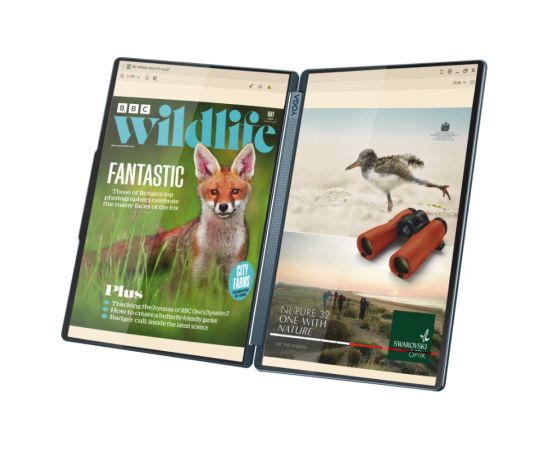 Lenovo Yoga Book 9 14IAH10 Intel Tidal Teal 2x14 " OLED Touchscreen 2.8K WQXGA+ 2880 x 1800 pixels Intel Core Ultra 7 255H 32 GB Soldered LPDDR5X Solid-state drive capacity 1000 GB Intel Arc 140T GPU Windows 11 Home 802.11be Bluetooth version 5.4 Keyboard Portatīvie datori