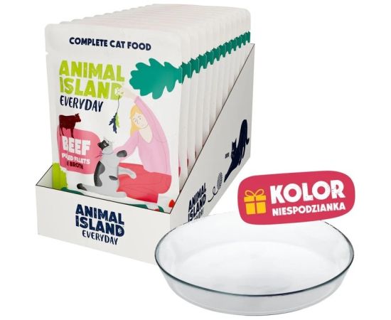 ANIMAL ISLAND Wołowina w filecie 12x85g+talerzyk Консервы кошек
