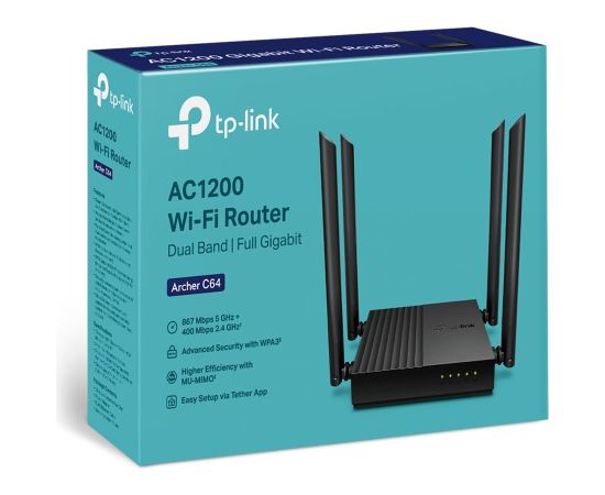 TP-LINK ARCHER C64 dual-band W-Fi router, black Рутеры