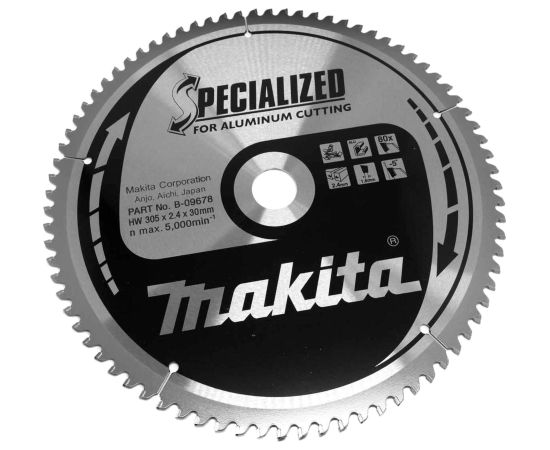 Griešanas disks alumīnijam Makita Specialized; 300x2,4x30 mm; 80T; 5° Zāģripas