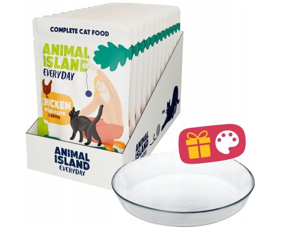 Animal Island ANIMAL ISLAND Kurczak w filecie 12x85g+talerzyk Suņu barība