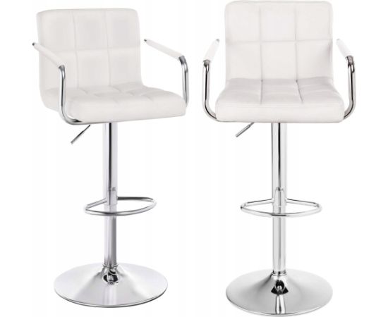 Songmics Zestaw 2 stołków barowych, krzeseł barowych, krzeseł kuchennych, sztucznej skóry, pianki, solidnej podstawy, biały, 54 x 48 x 53 Кухонные стулья