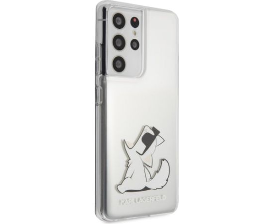 Karl Lagerfeld KLHCS21LCFNRC Hardcase Choupette Fun Aizsargapvalks priekš Samsung Galaxy S21 Ultra G998 / caurspīdīgs Neoriģinālie Maciņi