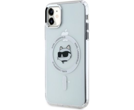 Karl Lagerfeld KLHMN61HLSCHH Hardcase IML Metal Choupette Head Mag Aizsargapvalks priekš iPhone 11 / Xr 6.1" / balts Neoriģinālie Maciņi