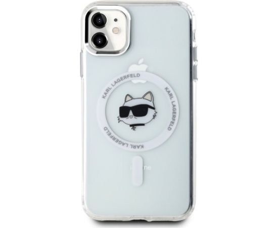 Karl Lagerfeld KLHMN61HLSCHH Hardcase IML Metal Choupette Head Mag Aizsargapvalks priekš iPhone 11 / Xr 6.1" / balts Neoriģinālie Maciņi