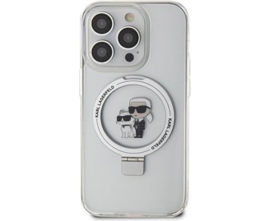 Karl Lagerfeld KLHMP13LHMRSKCH Hardcase Ring Stand Karl&Choupettt Aizsargapvalks priekš iPhone 13 Pro / 13 6.1" / balts Neoriģinālie Maciņi
