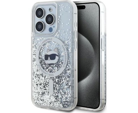 Karl Lagerfeld KLHMP13LLGCHSGH Aizsargapvalks priekš iPhone 13 Pro/13 6.1" / caurspīdīgs Liquid Glitter Choupette Neoriģinālie Maciņi