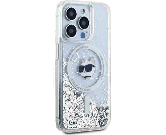 Karl Lagerfeld KLHMP13LLGCHSGH Aizsargapvalks priekš iPhone 13 Pro/13 6.1" / caurspīdīgs Liquid Glitter Choupette Neoriģinālie Maciņi