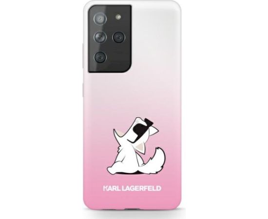 Karl Lagerfeld KLHCS21LCFNRCPI Hardcase Aizsargapvalks priekš Samsung Galaxy S21 Ultra G998 / pink Choupette Fun Neoriģinālie Maciņi