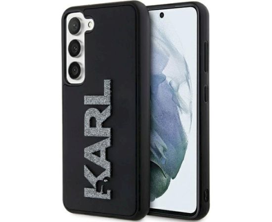 Karl Lagerfeld KLHCS24S3DMBKCK Hardcase 3D Rubber Glitter Logo Aizsargapvalks priekš S24 S921 / melns Neoriģinālie Maciņi