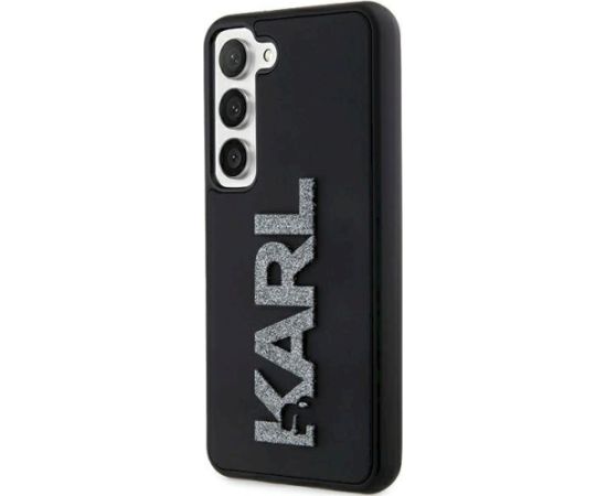 Karl Lagerfeld KLHCS24S3DMBKCK Hardcase 3D Rubber Glitter Logo Aizsargapvalks priekš S24 S921 / melns Neoriģinālie Maciņi