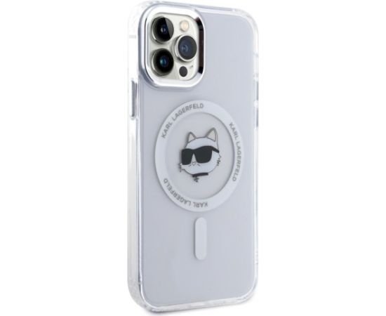 Karl Lagerfeld KLHMP12MHLSCHH Aizsargapvalks priekš iPhone 12 / 12 Pro 6.1" Hardcase IML Metal Choupette Head / balts Neoriģinālie Maciņi