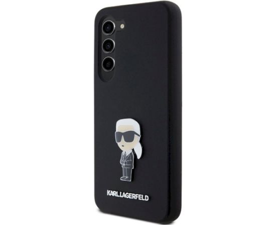 Karl Lagerfeld KLHCS23MSMHKNPK Silicone Ikonik Metal Pin Aizsargapvalks priekš Samsung Galaxy S23+ S916 / melns Neoriģinālie Maciņi