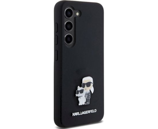 Karl Lagerfeld KLHCS23SSMHKCNPK S23 S911 Hardcase Silicone Karl&Choupette Metal Pin Aizsargapvalks priekš S23 S911 / melns Neoriģinālie Maciņi
