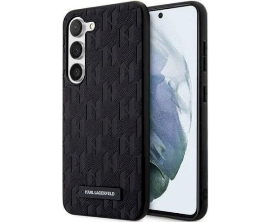Karl Lagerfeld KLHCS23SSAKLHPK S23 S911 Aizsargapvalks priekš Saffiano Mono Metal Logo Samsung Galaxy S23/S911 / melns Neoriģinālie Maciņi