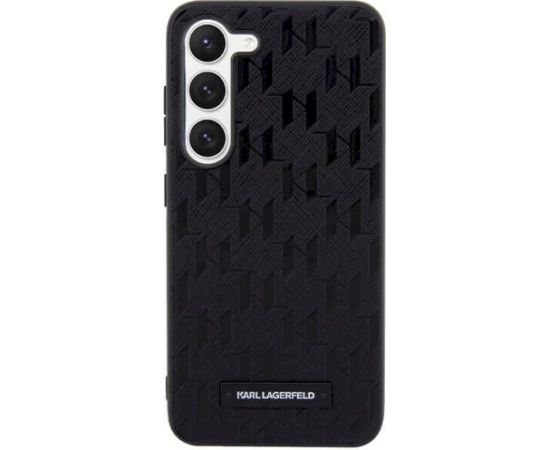 Karl Lagerfeld KLHCS23SSAKLHPK S23 S911 Aizsargapvalks priekš Saffiano Mono Metal Logo Samsung Galaxy S23/S911 / melns Neoriģinālie Maciņi