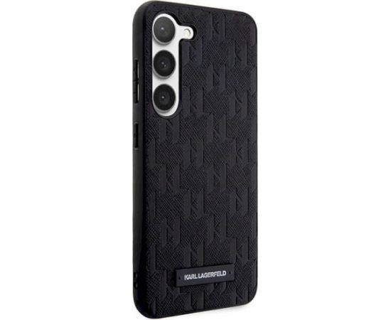 Karl Lagerfeld KLHCS23SSAKLHPK S23 S911 Aizsargapvalks priekš Saffiano Mono Metal Logo Samsung Galaxy S23/S911 / melns Neoriģinālie Maciņi