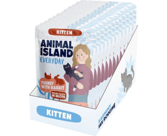 ANIMAL ISLAND Everyday Kitten Turkey with rabbit Box - wet cat food - 12x85g Консервы кошек