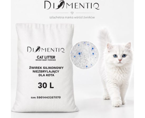 DIAMENTIQ żwirek baby powder silikonowy, niezbrylający dla kota 30l Kaķu pakaiši
