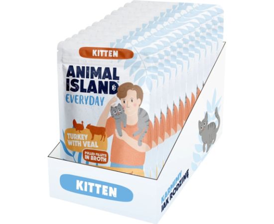 ANIMAL ISLAND Everyday Kitten Turkey with veal Box - wet cat food - 12x85g Консервы кошек