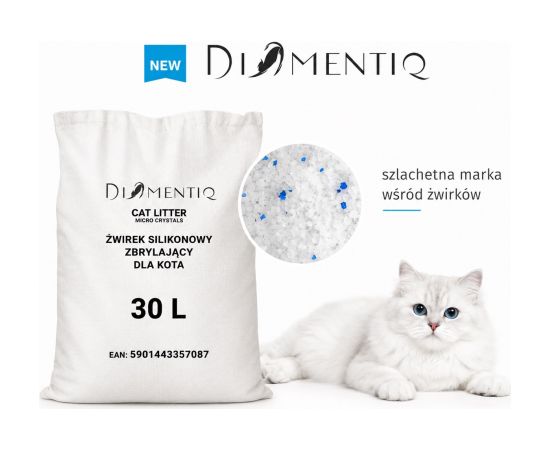 DIAMENTIQ żwirek micro crystals silikonowy, zbrylający dla kota 30l Kaķu pakaiši