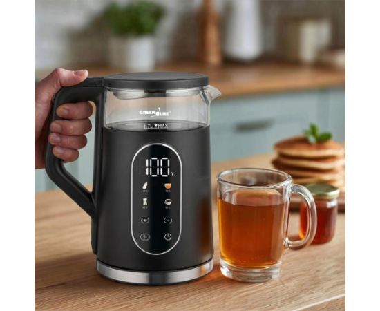 GreenBlue Cordless Electric Kettle, 1.7 L capacity, glass water tank, easy-to-read display, temperature selection, 2200 W, GB670 B Tējkannas (elektriskās)