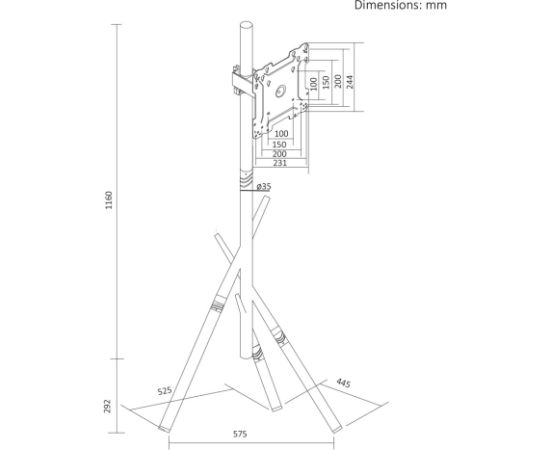 Maclean TV Floor Stand/Mount, 27–55", max. VESA 200x200, max. 60 kg, MC-181 B Крепления для телевизоров