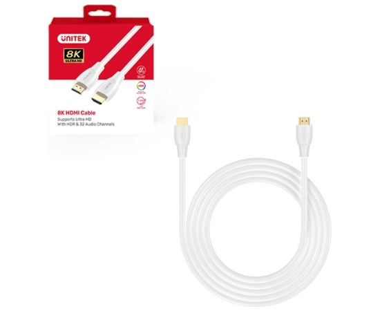 UNITEK HDMI CABLE 2.1 8K HDR WHITE 2M HDMI vadi