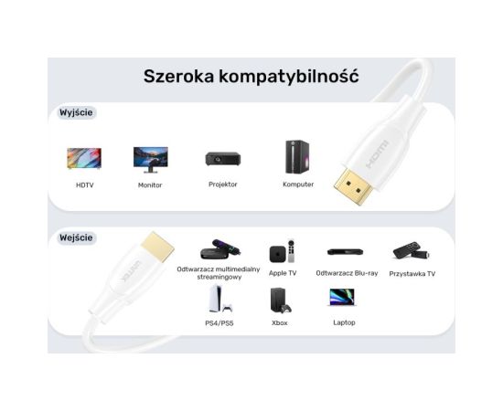 UNITEK HDMI CABLE 2.1 8K HDR WHITE 2M HDMI vadi