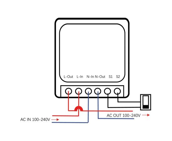 GreenBlue Flush-Mount WiFi Relay, Android/iOS/Alexa/Google Home, 100–240 V AC, 50/60 Hz, max. 16 A, for 150 W LEDs, GB739 Gudrā māja