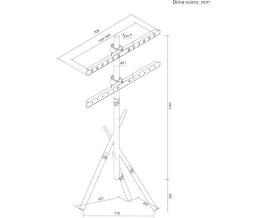 Maclean TV Floor Stand/Mount, 37–80", max. VESA 600x400, max. 60 kg, MC-182 B Крепления для телевизоров