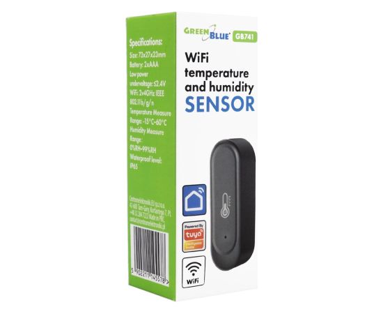 GreenBlue Outdoor WiFi Temperature and Humidity Sensor, Android/iOS, 3.0V DC, LR03x2, IP65, GB741 Gudrā māja