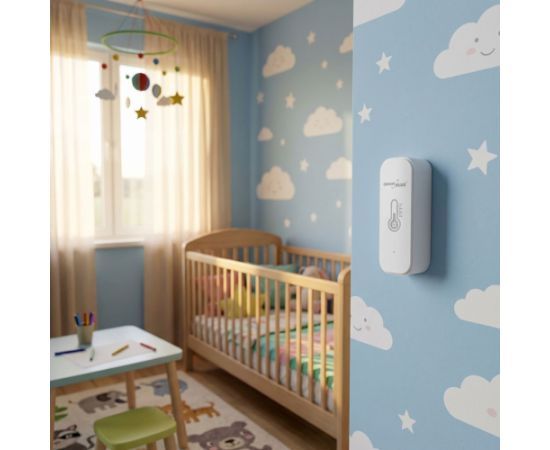 GreenBlue WiFi Temperature and Humidity Sensor, Android/iOS/Alexa/Google Home, 3.0V DC, LR03x2, GB737 Gudrā māja