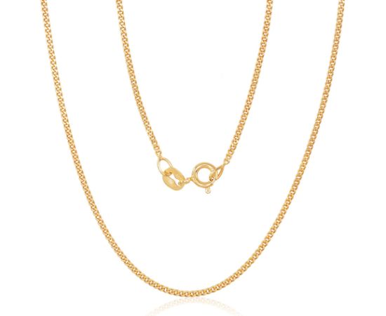 Sudraba ķēdīte Kartjē 1.5 mm, dimantu apstrādājums #2400108(PAu-Y), Sudrabs 925°, dzeltenais zelts (pārklājums), garums: 45 cm, 2.3 gr.  Ar zelta pārklājumu