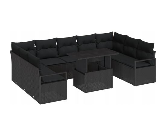 Ambiance Zestaw Sof na Ogród z przechowywaniem 10 pcs Czarny Polirattan Lumarko! Dārza mēbeļu komplekti