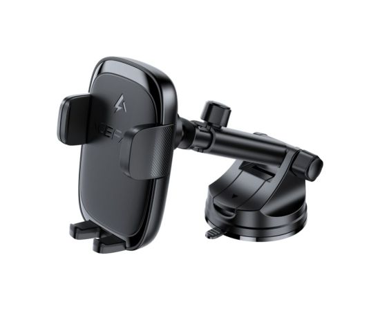 Acefast   IN-CAR Phone Holder With 15W FAST Wireless Charger Black Telefonu lādētāji 12v Automašīnām