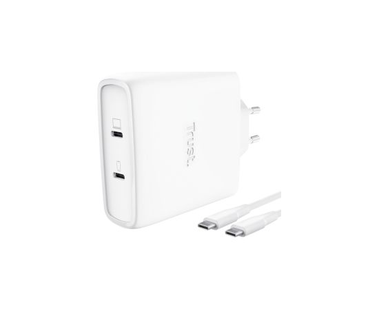 Lādētājs Trust MAXO 100W 2xUSB-C GaN White Зарядки для ноутбуков