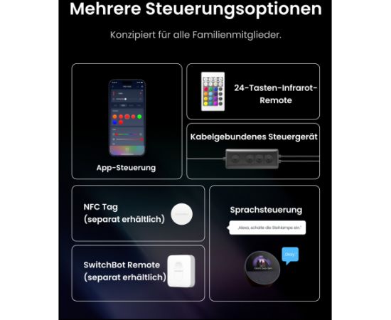 Switchbot Floor Lamp smart floor lamp (black) Dekoratīvais apgaismojums 