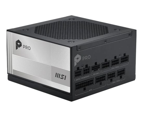 MSI PRO A1000PL PCIE5 1000W (black/white, 1x 12-pin high power GPU, 3x PCIe, cable management, 1000 watts) Datoru barošanas bloki
