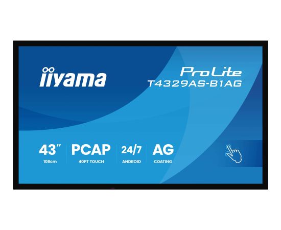 Iiyama ProLite T4329AS-B1AG (108 cm (42.5 inches), black (matt), UltraHD/4K, VA, touchscreen, Android, USB-C) LED / LCD мониторы