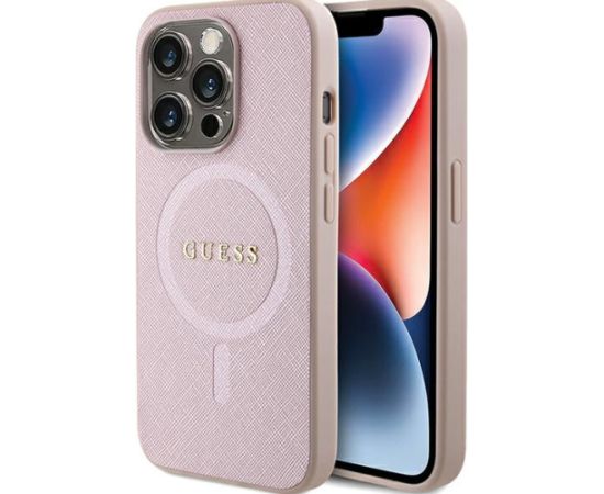 Guess PU Saffiano MagSafe Case Aizsargapvalks Priekš Apple iPhone 15 Pro Max Neoriģinālie Maciņi
