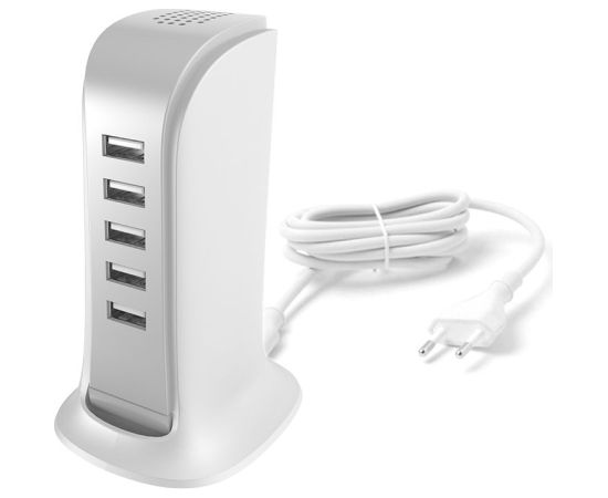 Dudao   5x USB charger with built-in EU power cable white (A5EU) Telefonu lādētāji 220v