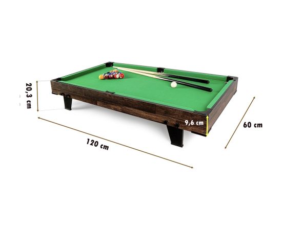 Pūla biljarda galds Bilaro Pool Break (120x60cm), ar zaļu audumu un aprīkojumu Biljards